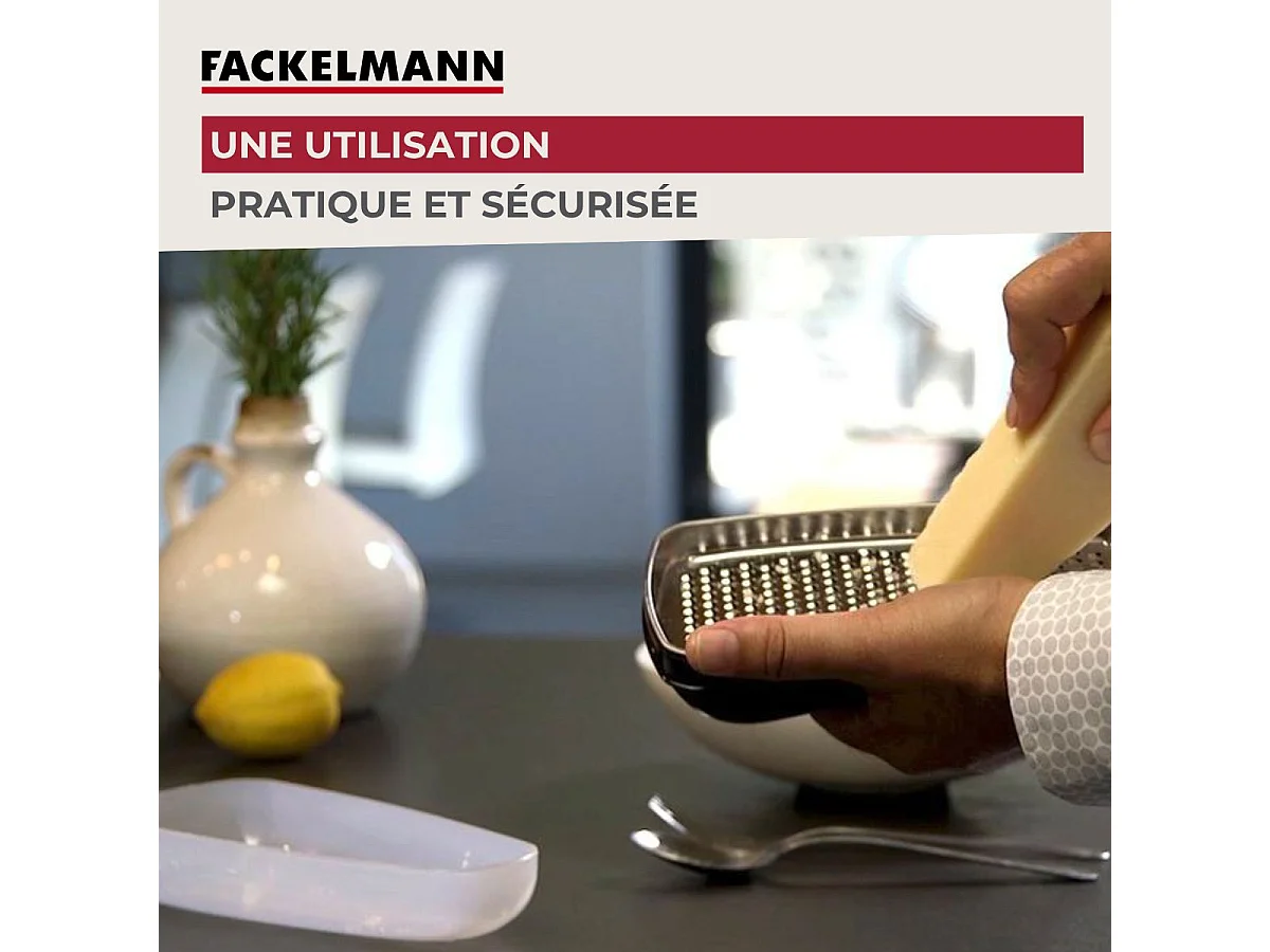 Duo Râpe à zeste longue à gros grain avec couvercle de protection 42 cm et Râpe à parmesan et sa boîte de rangement 19 cm FM Professional Gourmet