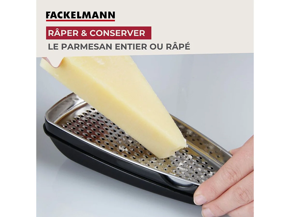 Duo Râpe à zeste longue à gros grain avec couvercle de protection 42 cm et Râpe à parmesan et sa boîte de rangement 19 cm FM Professional Gourmet