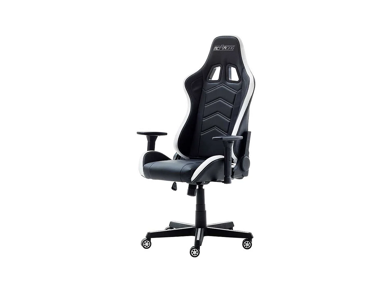 Gaming Sessel in Schwarz und Weiß verstellbaren Armlehnen