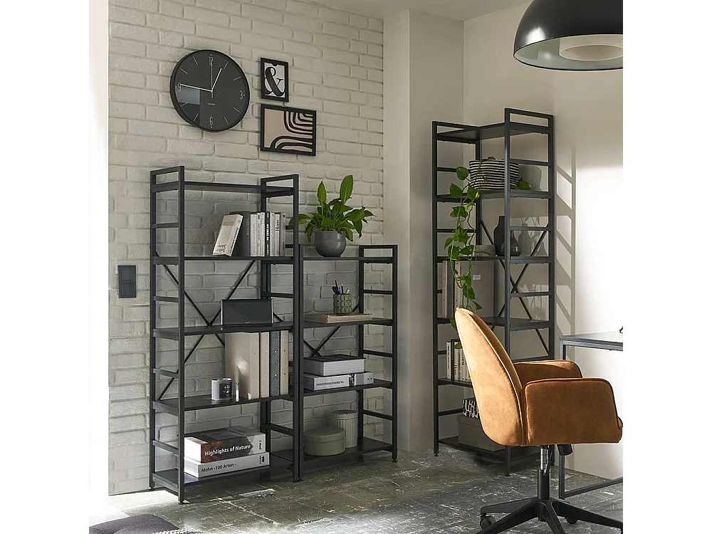 Industriestil Buecherregal in Schwarz 60 cm breit - unterschiedliche Höhen