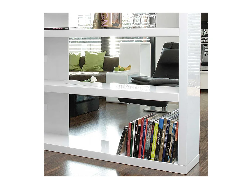 Wohnzimmer Regal 200 cm breit Hochglanz Weiß