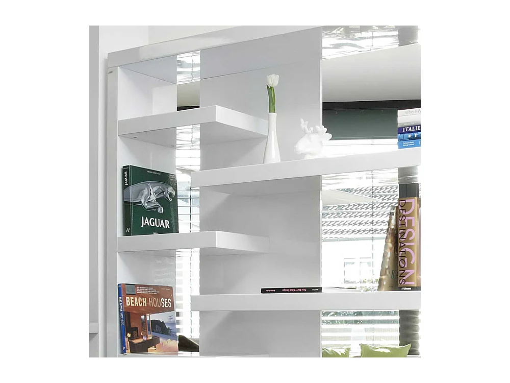 Wohnzimmer Regal 200 cm breit Hochglanz Weiß