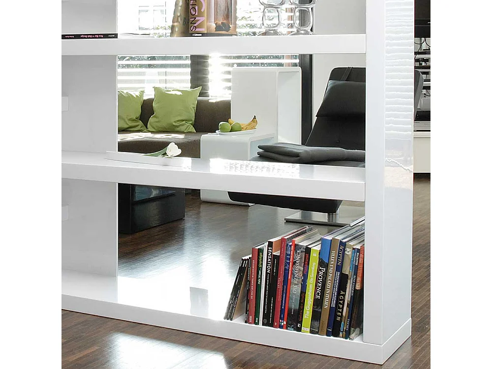 Wohnzimmer Regal 200 cm breit Hochglanz Weiß