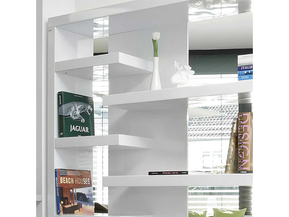 Wohnzimmer Regal 200 cm breit Hochglanz Weiß