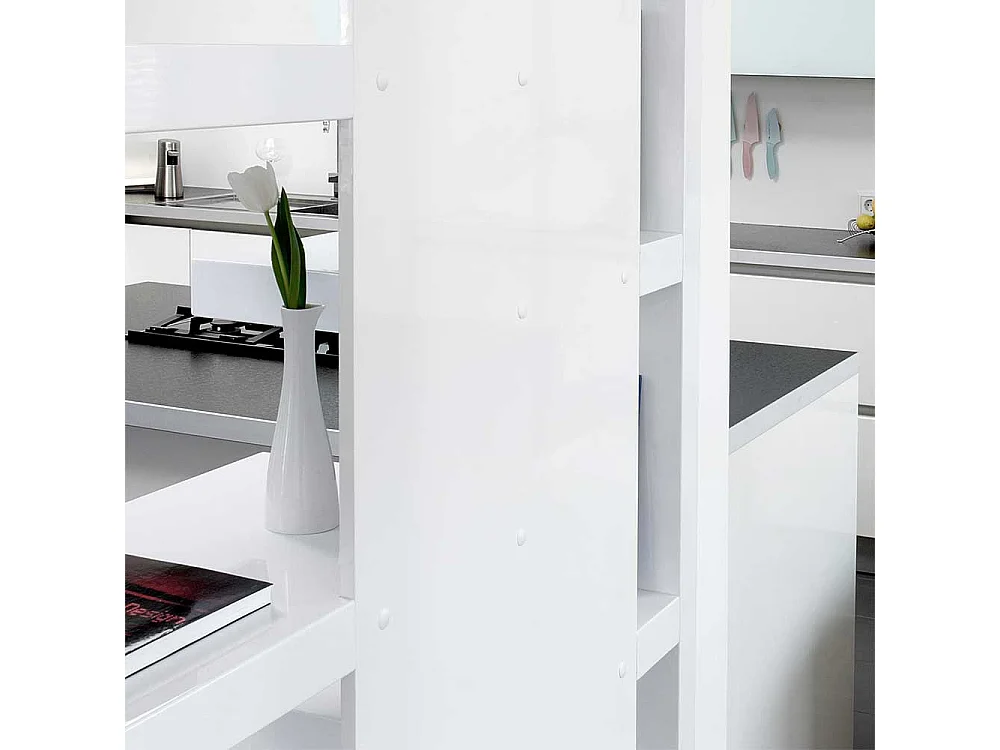 Wohnzimmer Regal 200 cm breit Hochglanz Weiß