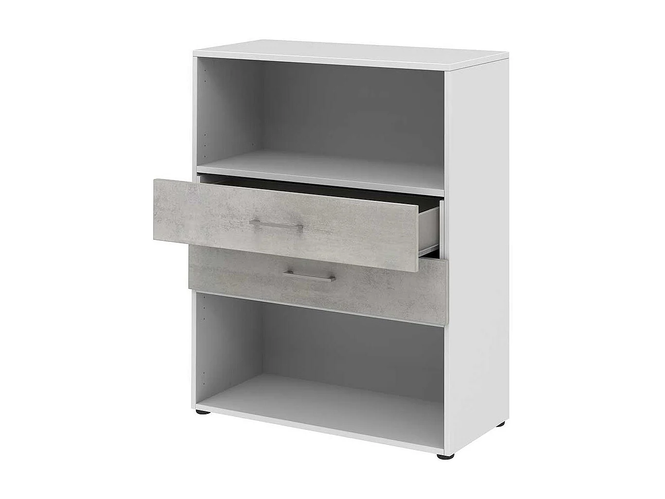 Kleines Ordnerregal mit zwei Schubladen 107 cm hoch