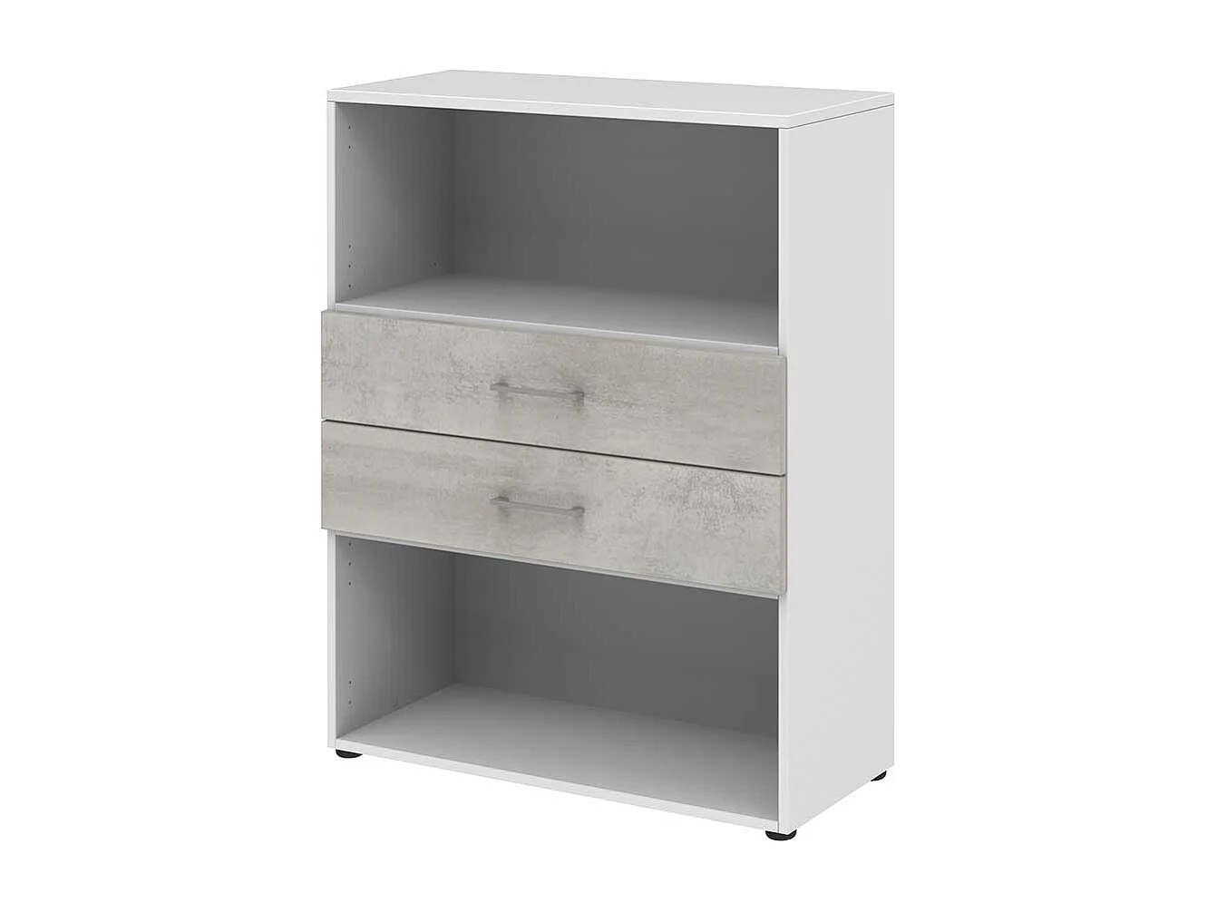 Kleines Ordnerregal mit zwei Schubladen 107 cm hoch