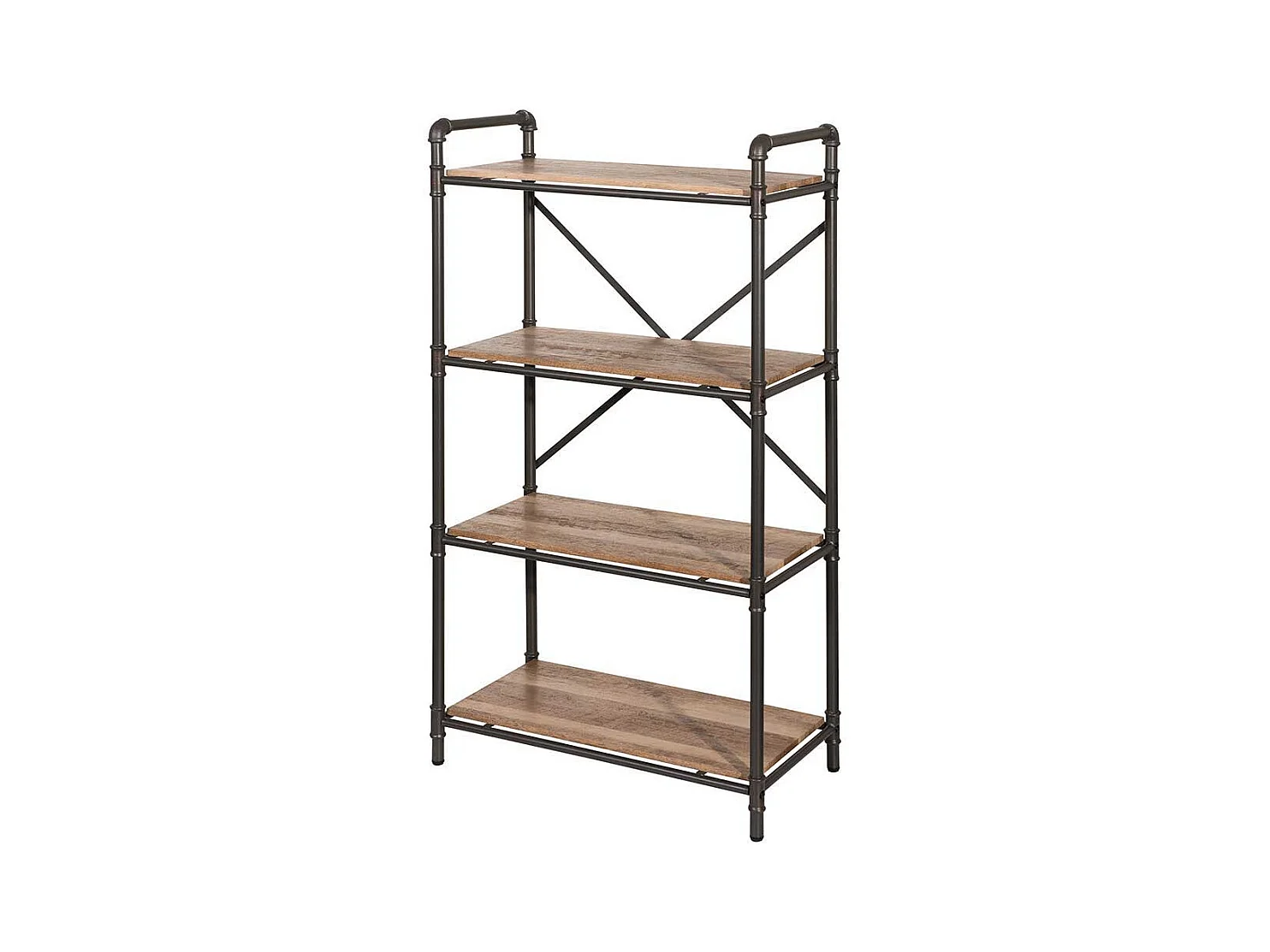 Raumteilerregale in Holz verwitterter Optik und Eisen 160 cm hoch (dreiteilig)