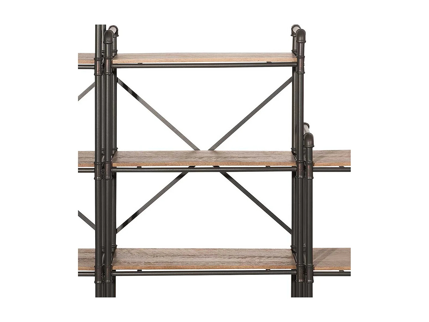 Raumteilerregale in Holz verwitterter Optik und Eisen 160 cm hoch (dreiteilig)