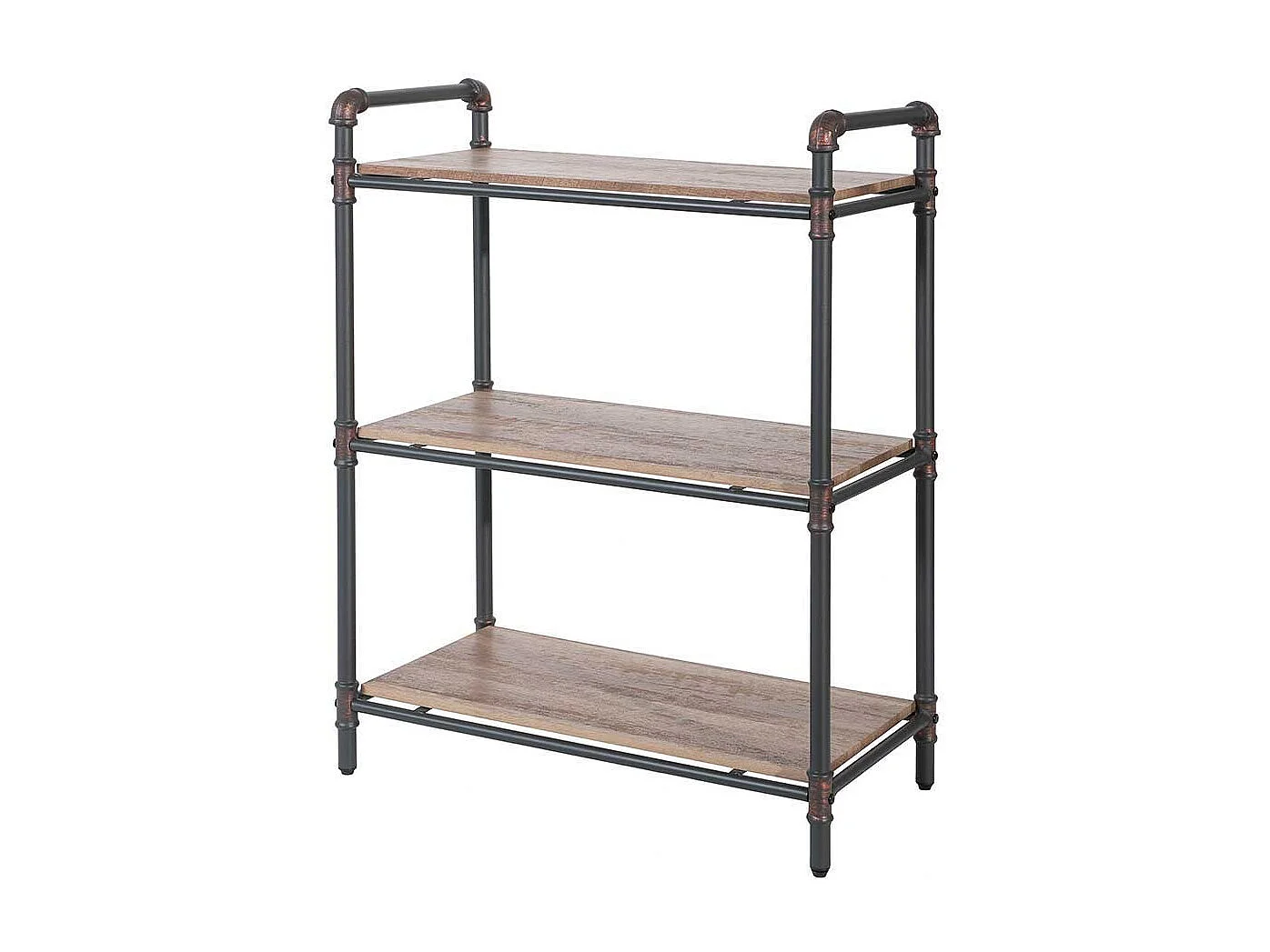 Raumteilerregale in Holz verwitterter Optik und Eisen 160 cm hoch (dreiteilig)