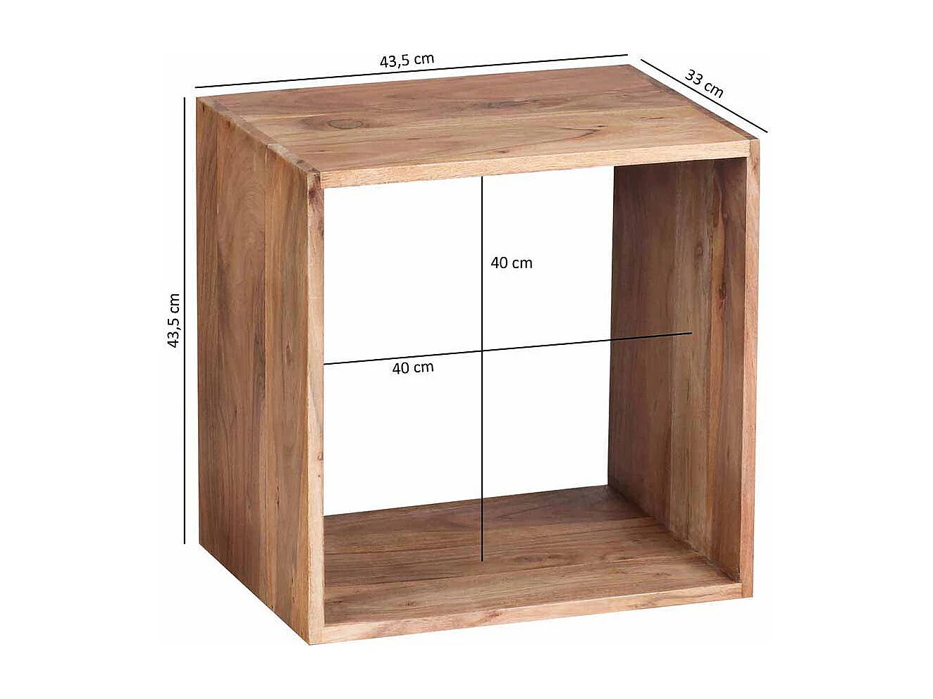 Regal mit 1 Fach Akazie Massivholz