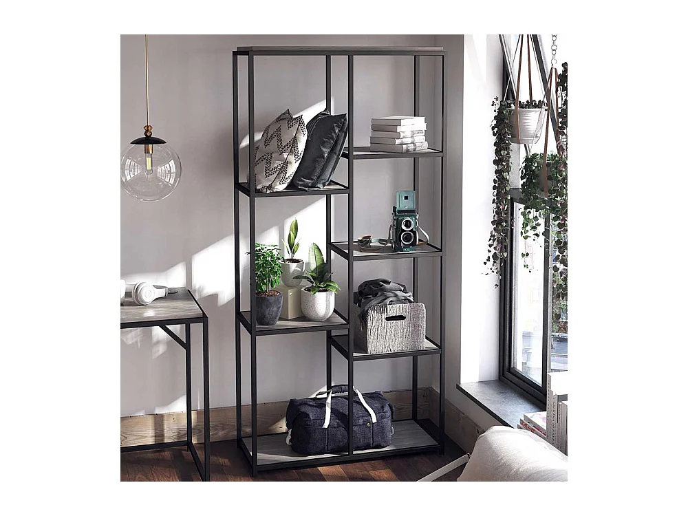 Offenes Esszimmerregal schwarz in modernem Design 180 cm hoch