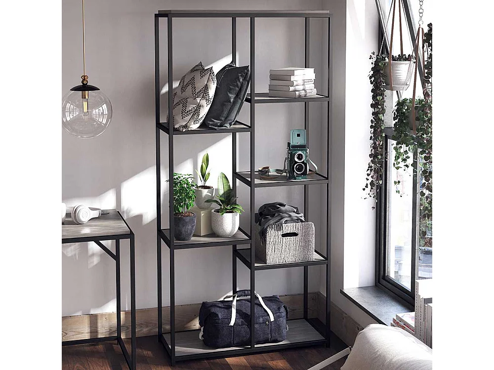 Offenes Esszimmerregal schwarz in modernem Design 180 cm hoch