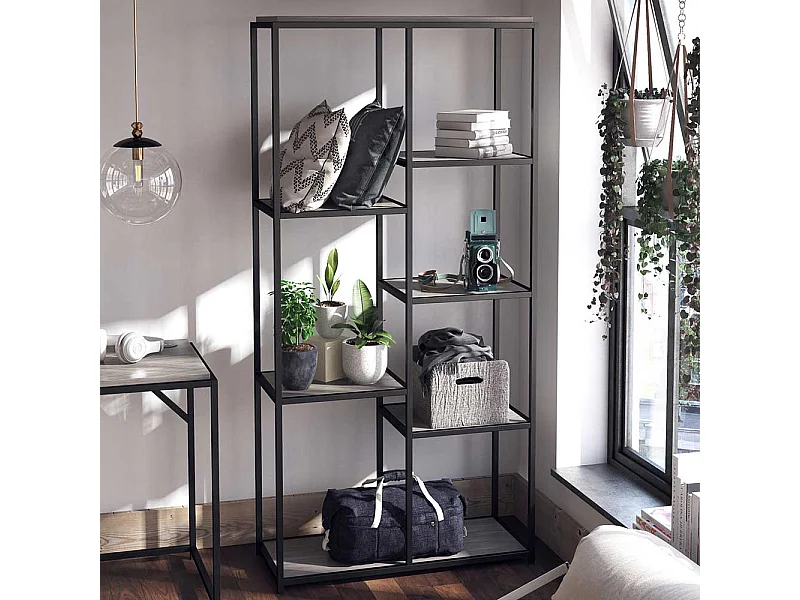 Offenes Esszimmerregal schwarz in modernem Design 180 cm hoch