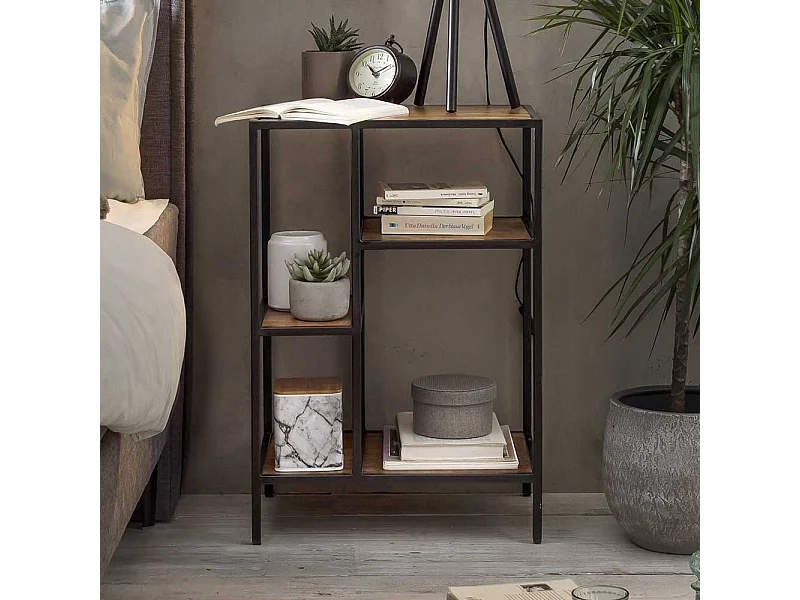 Regal aus Mangobaum Massivholz und Metall 50 cm breit