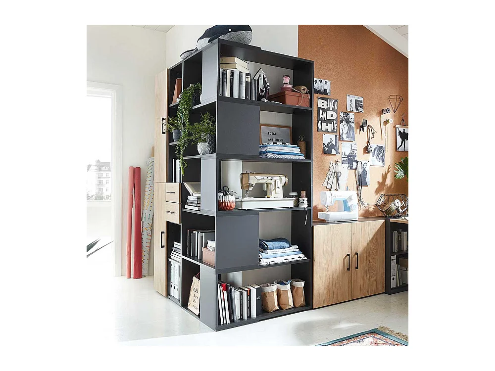 Aktenregal verstellbar in Anthrazit Winkelform optional