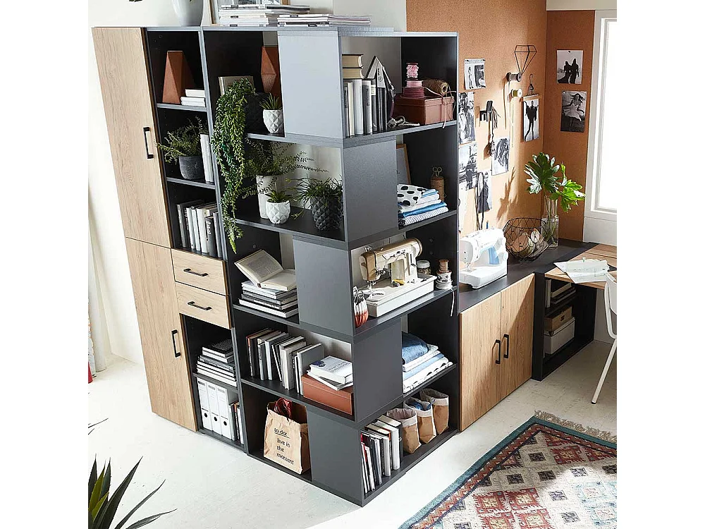 Aktenregal verstellbar in Anthrazit Winkelform optional