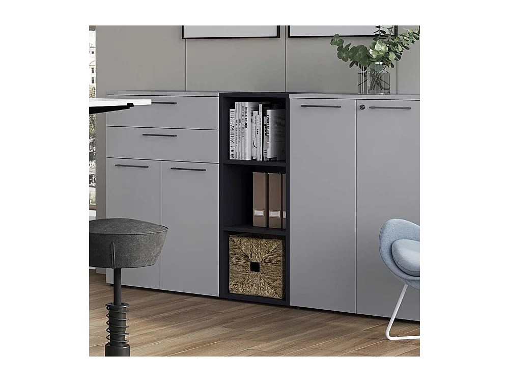 Schmales Büroregal in Dunkelgrau 45 cm breit