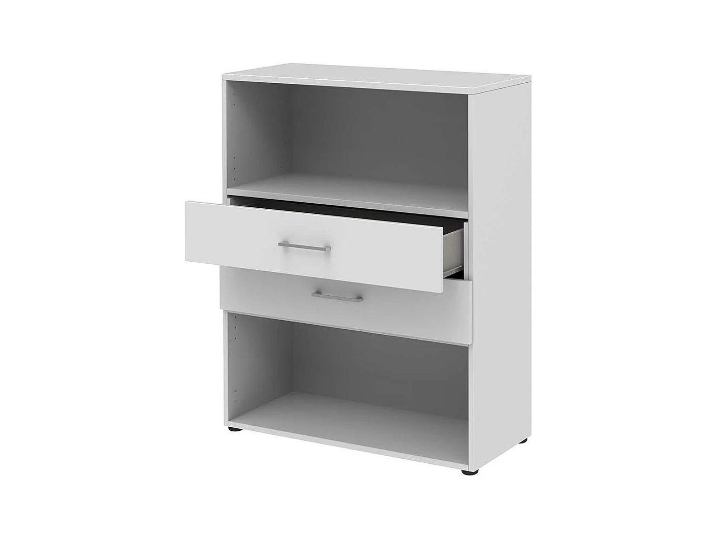 Kleines Aktenregal in Wei� melaminbeschichtet zwei Ausz�gen