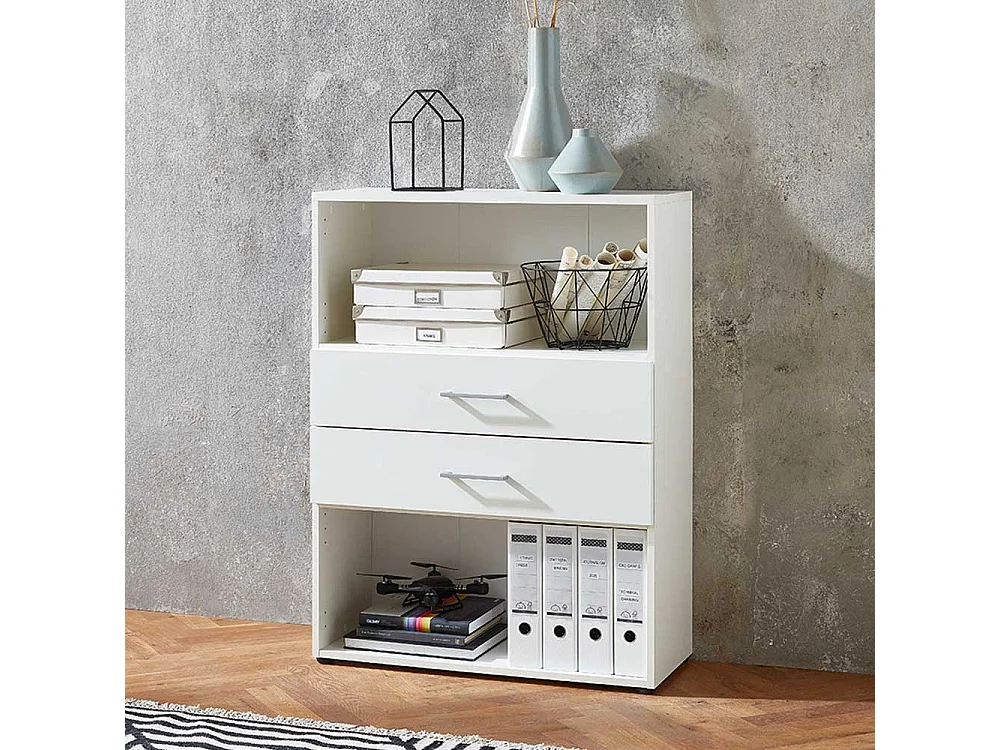 Kleines Aktenregal in Wei� melaminbeschichtet zwei Ausz�gen