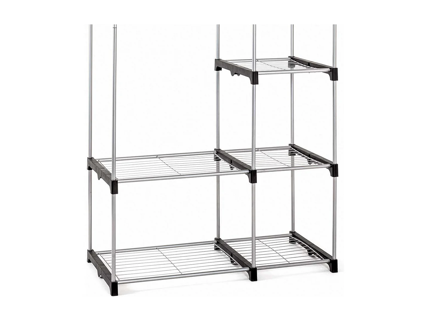 Standregal mit Stoffbezug Dunkelgrau und Alufarben