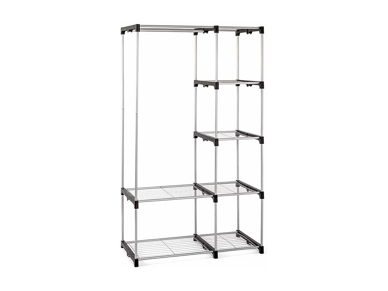 Standregal mit Stoffbezug Dunkelgrau und Alufarben