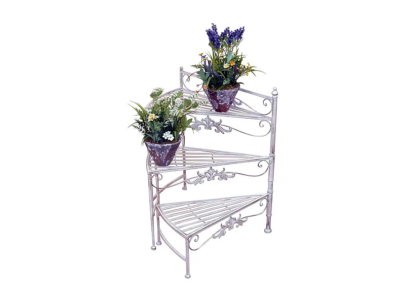 Blumenständer Treppe in Creme Weiß Landhaus