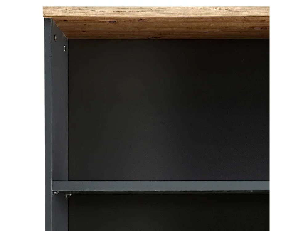 Standregal für Akten in Dunkelgrau und Wildeiche NB 197 cm hoch