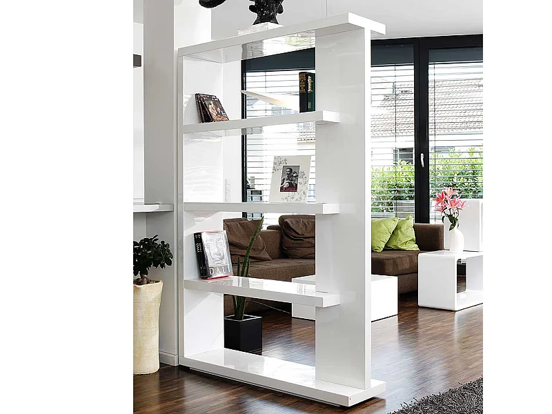 Wohnzimmerregal 180 cm hoch Weiß Hochglanz