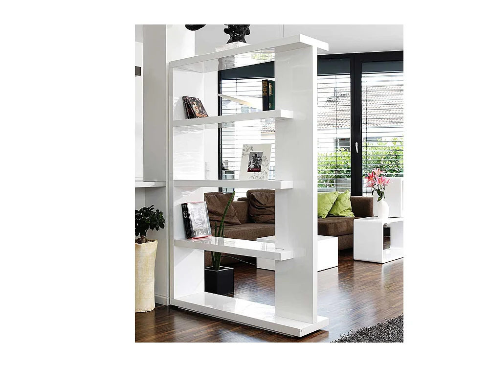 Wohnzimmerregal 180 cm hoch Weiß Hochglanz