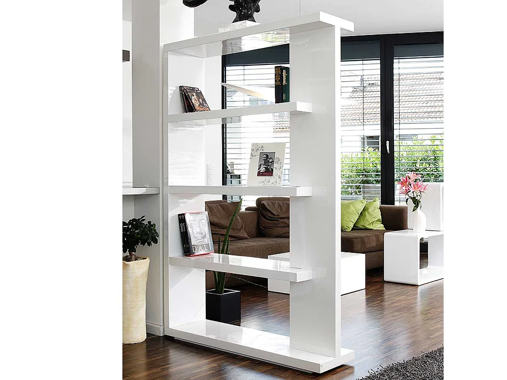 Wohnzimmerregal 180 cm hoch Weiß Hochglanz