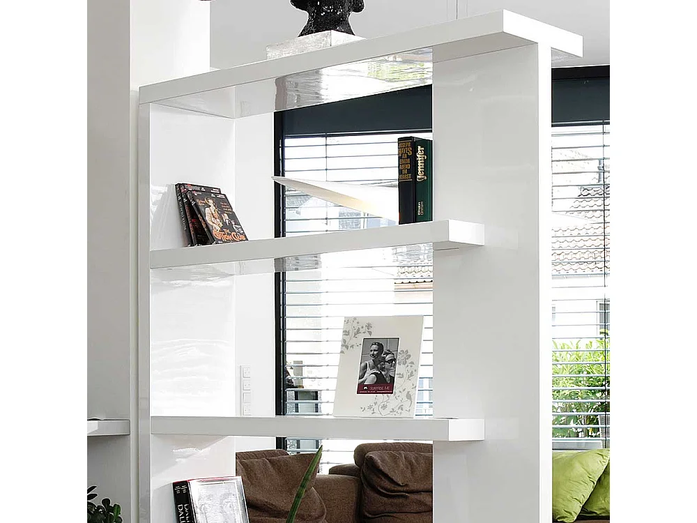 Wohnzimmerregal 180 cm hoch Weiß Hochglanz