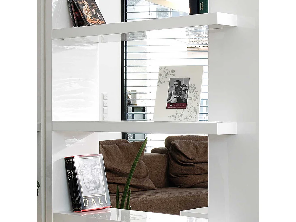 Wohnzimmerregal 180 cm hoch Weiß Hochglanz