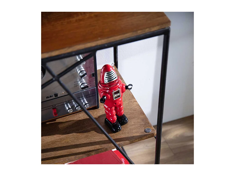 Wohnzimmer Regal aus Mangobaum Massivholz Stahl