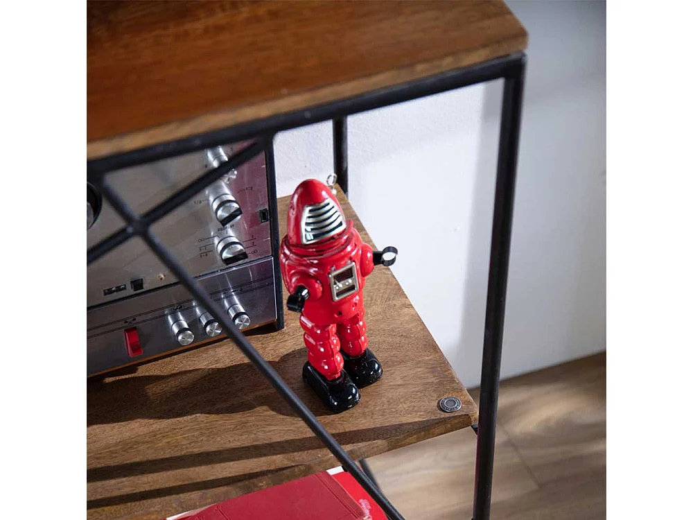 Wohnzimmer Regal aus Mangobaum Massivholz Stahl