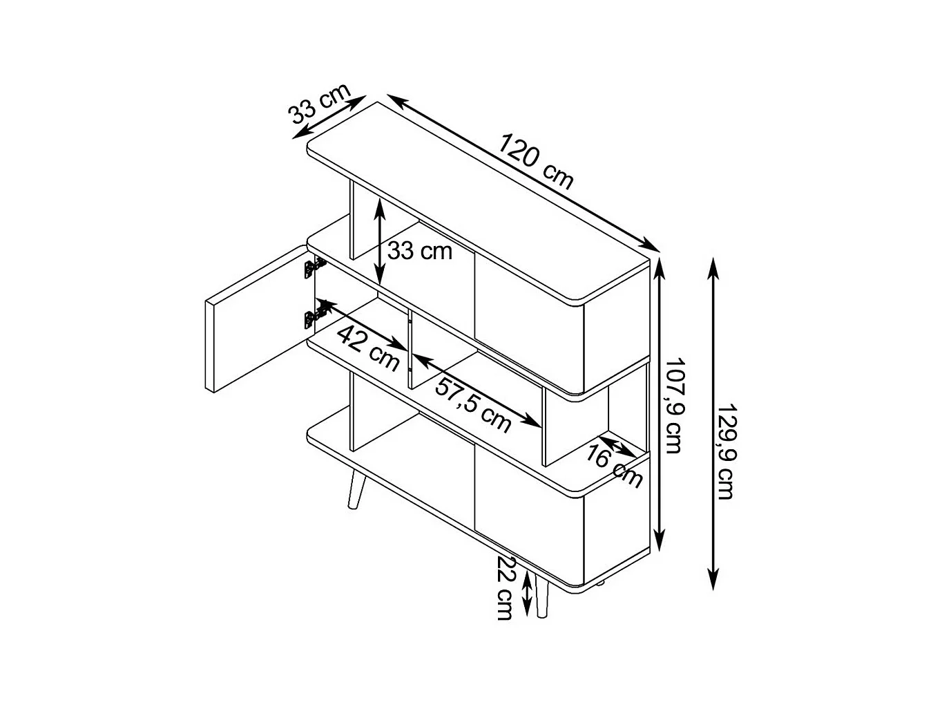 Raumteiler Regal in Weiß und Eichefarben Skandi Design