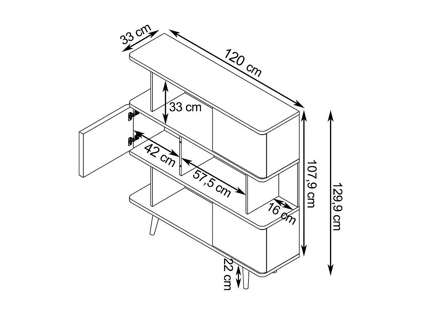 Raumteiler Regal in Weiß und Eichefarben Skandi Design