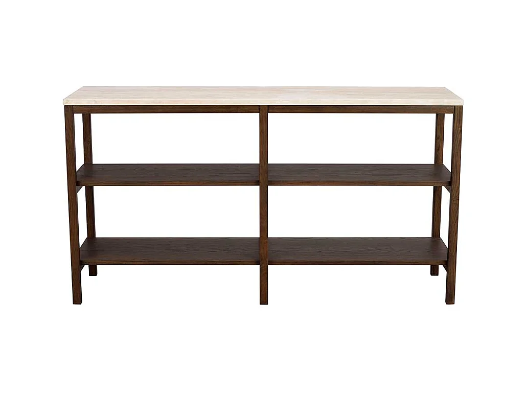 Modernes Esszimmer Regal in Eiche dunkel Marmorplatte in Beige