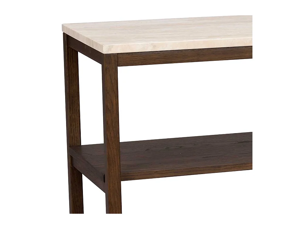 Modernes Esszimmer Regal in Eiche dunkel Marmorplatte in Beige