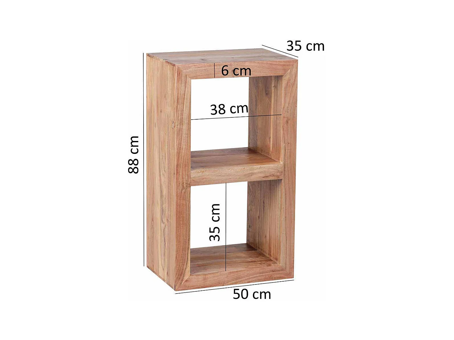 Bücherregal aus Akazie Massivholz 2 Fächer