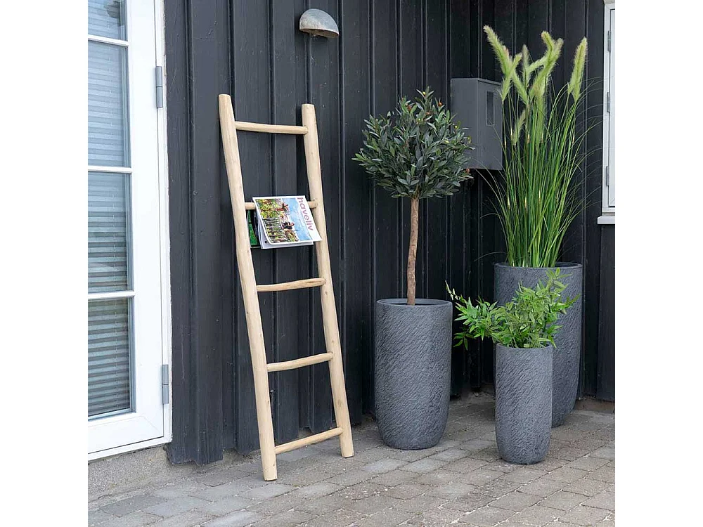 Deko Leiter aus Teak Massivholz Landhausstil rustikal