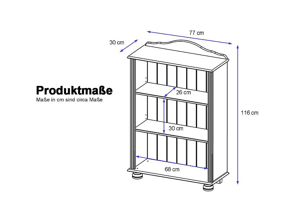 Wohnzimmerregal in Weiß lasiert Kiefer massiv Landhausstil