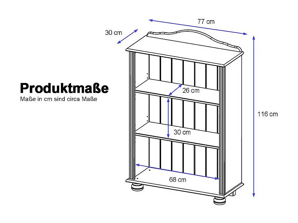Wohnzimmerregal in Weiß lasiert Kiefer massiv Landhausstil