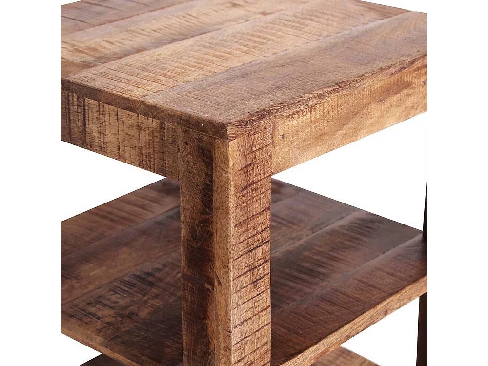 Regal Massiv in Mangoholz Naturfarben 80 cm hoch