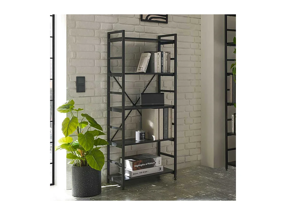 Industriestil Buecherregal in Schwarz 60 cm breit - unterschiedliche Höhen