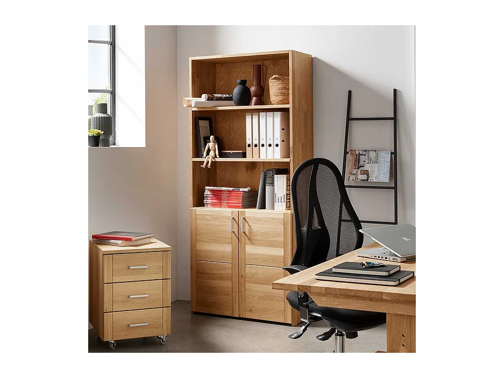 Aktenregal mit Türen aus Wildeiche Massivholz 186 cm hoch