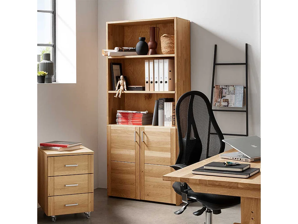 Aktenregal mit Türen aus Wildeiche Massivholz 186 cm hoch