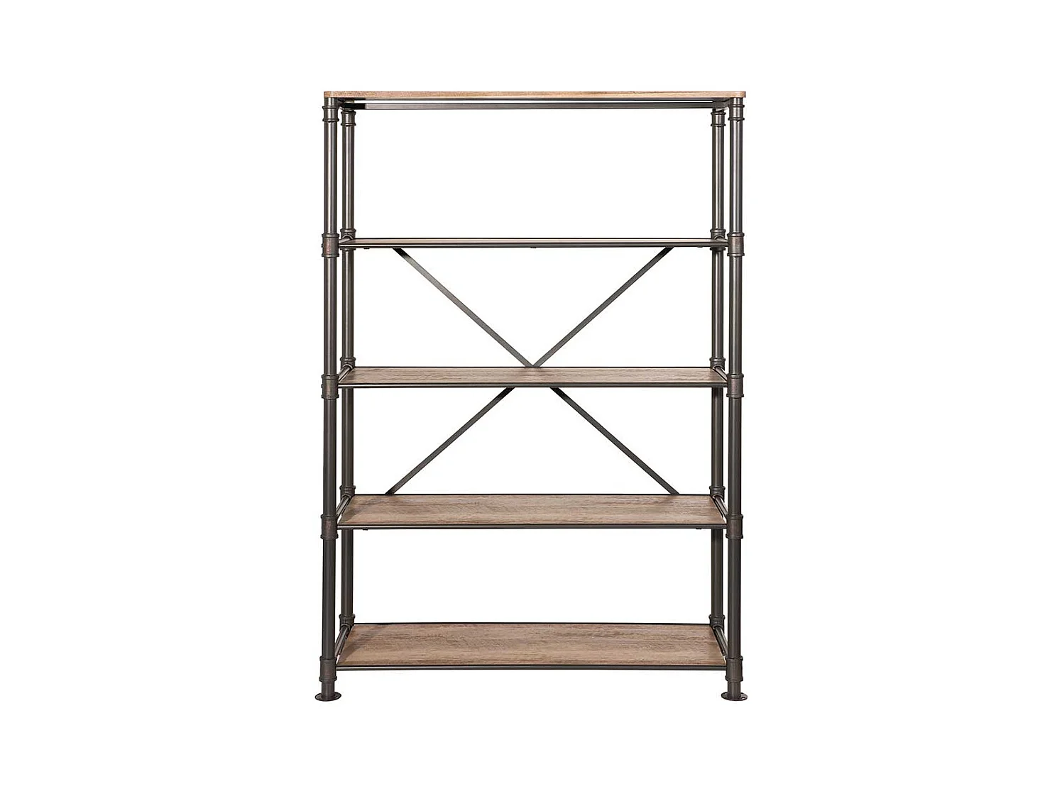 Wohnzimmer Regal in Holz verwitterter Optik und Eisen 180 cm hoch