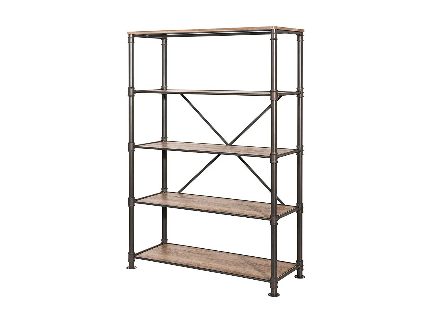 Wohnzimmer Regal in Holz verwitterter Optik und Eisen 180 cm hoch