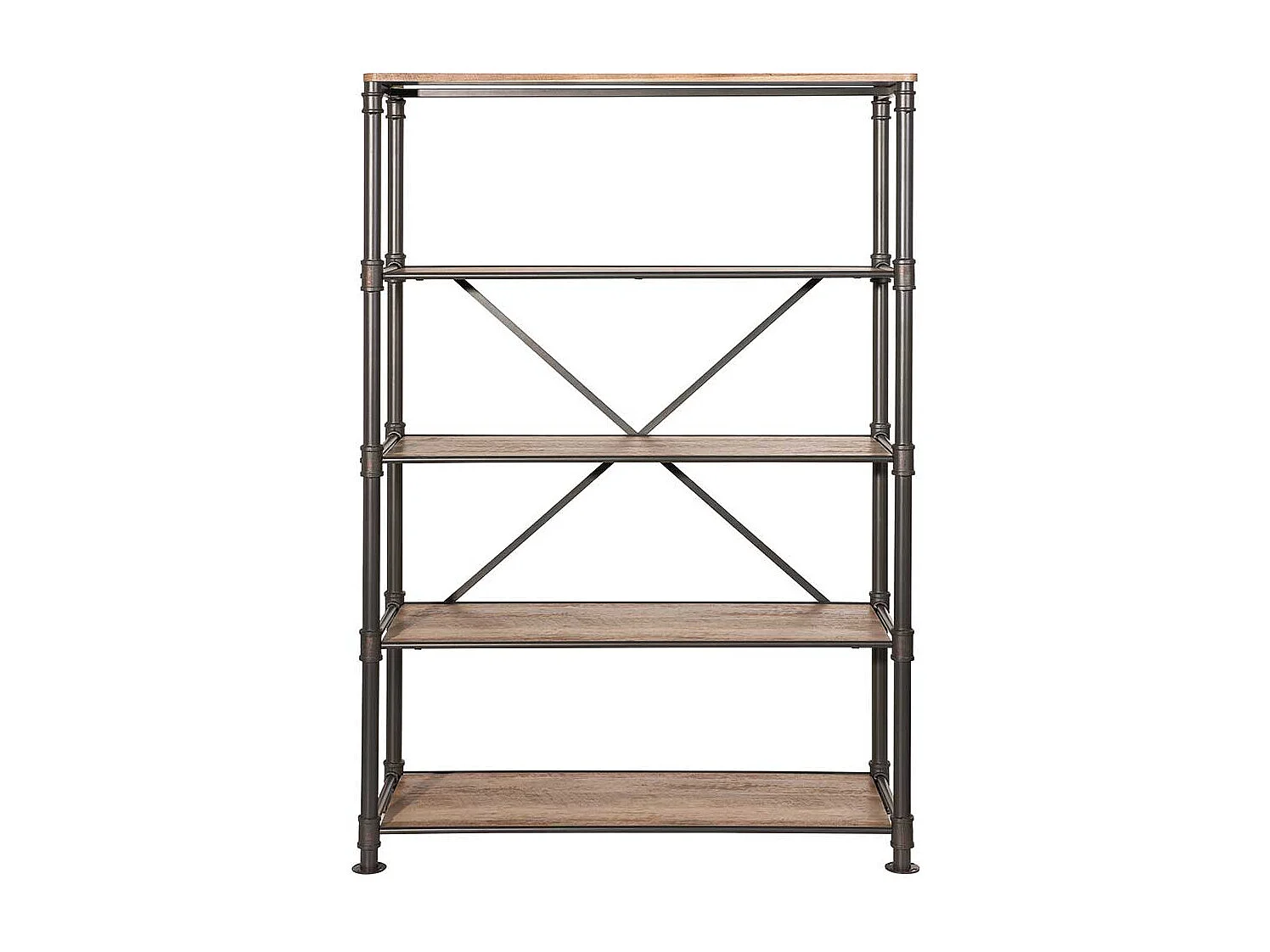 Wohnzimmer Regal in Holz verwitterter Optik und Eisen 180 cm hoch